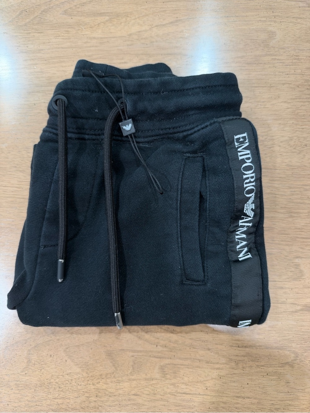 Emporio Armani Kids Black Jogger Sweatpants with Logo Tape